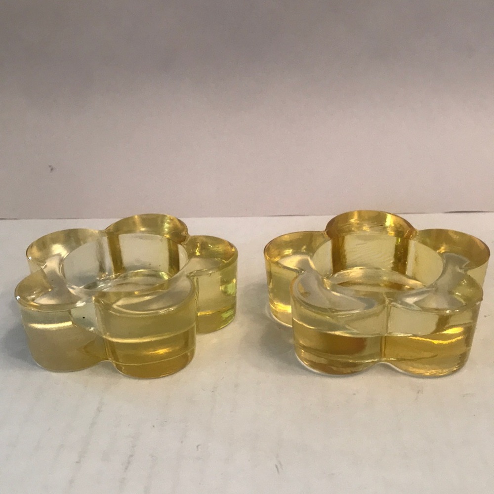 Votive Candle Holders Light Yellow One Set w/ Two